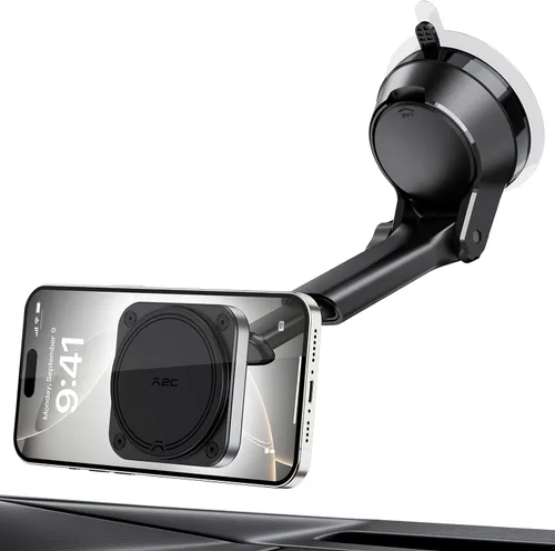 Miniatura 6 de APPS2Car Soporte magnético para automóvil MagSafe, soporte de teléfono resistente con 20 imanes N55, fuerte ventosa, brazo telescópico ajustable