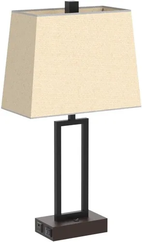 Miniatura 4 de Lolikit Juego de 2 lámparas de mesa de 25 pulgadas, lámpara de mesa moderna para sala de estar con 2 puertos de carga USB, lámpara de noche Gris