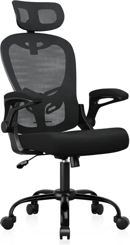 Synorla Silla de oficina ergonómica de escritorio, capacidad de 330 libras, silla de computadora de respaldo alto con soporte lumbar ajustable y