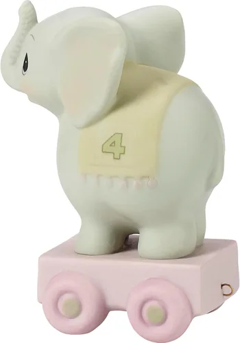 Miniatura 3 de Precious Moments "Que tu cumpleaños sea gigantesco" Figura de elefante de porcelana de bizcocho de 4 años, parte de la serie Tren de cumpleaños