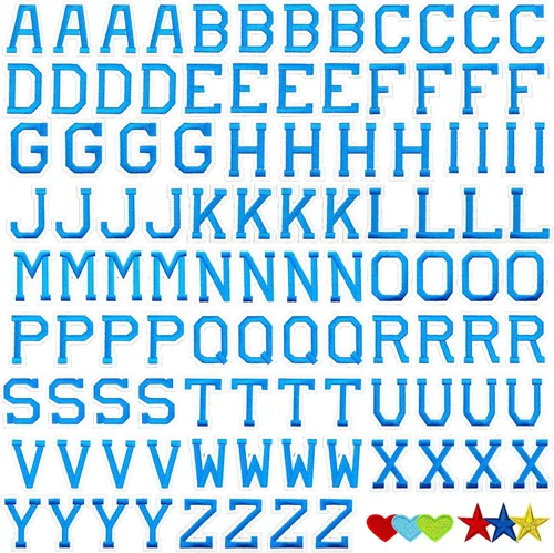 Miniatura 19 de Jongdari Parches para planchar con letras y números para ropa, parches de alfabeto bordado de 2" para chaqueta Letterman A-Z y apliques 0-9 para Rojo