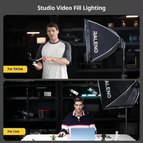 Miniatura 10 de Kit de iluminación de Softbox para fotografía RALENO, caja de luz de 16'' x 16'' para TikTok con bombilla LED (50W 5500K 97 CRI TLCI≥97), luz