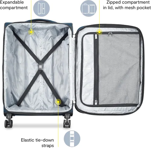 Miniatura 3 de DELSEY Paris Sky Max 2.0 Softside - Maleta expandible con ruedas giratorias, Azul, Sky Max 2.0 Softside - Equipaje expandible con ruedas giratorias