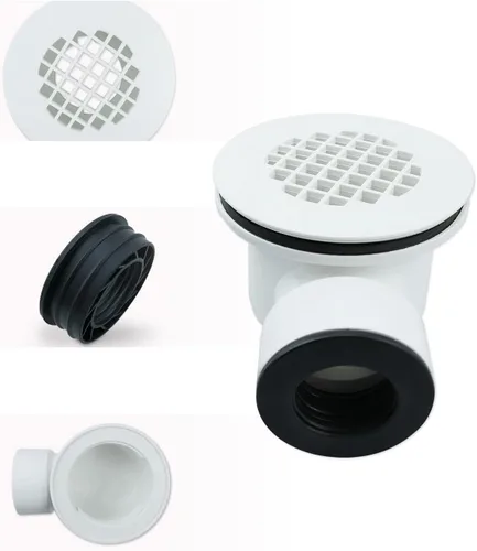 Miniatura 6 de Drenaje de base de ducha de perfil bajo, conjunto de drenaje de salida lateral de 1.5 pulgadas con colador perforado, drenaje de ducha de salida