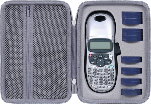 co2CREA Estuche rígido compatible con DYMO LetraTag 100H / LT-100H / LT-100H Plus etiquetadora portátil y cintas de etiquetas (estuche gris)