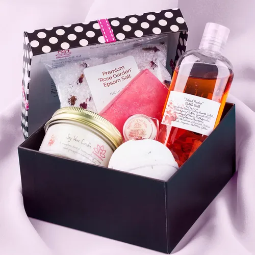 Miniatura 2 de Set de regalo de spa de baño para mujeres, bombas de baño naturales, jabón de manteca de karité orgánico, vela de cera de soja, sal de baño y gel