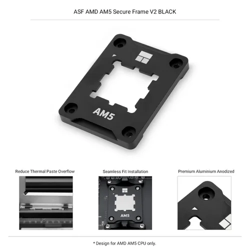 Miniatura 2 de Thermalright ASF Black V2 AM5 Portaprocesador, Marco de Seguridad Fijo AM5, Marco de Seguridad AM5, Marco de Sujeción Correctivo Anti-Doblado, Marco