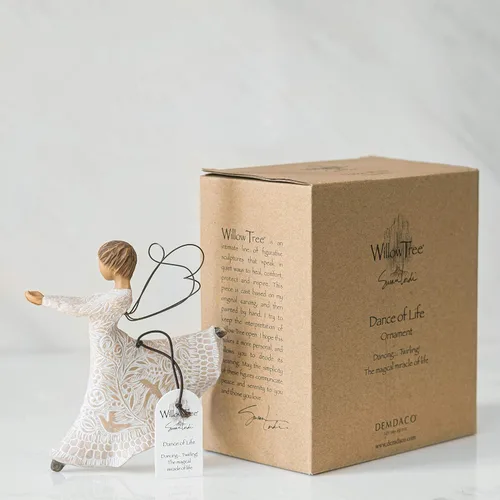 Miniatura 4 de Willow Tree Dance of Life - Adorno colgante con figura de ángel en crema, resina, metal, intrincadas tallas temáticas de vida, múltiples ocasiones