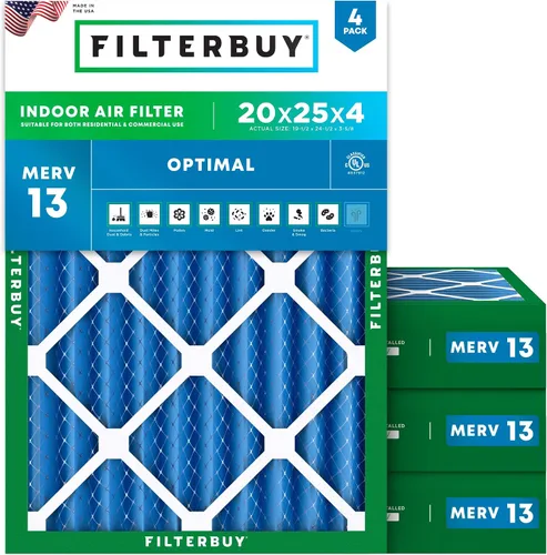 Miniatura 57 de Filterbuy Filtro de aire MERV 13 de 8 x 14 x 1 pulgadas, protección óptima contra el humo y la alergia (paquete de 4), filtros electrostáticos