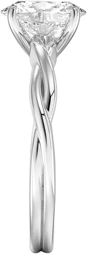 Miniatura 4 de Anillo de compromiso de diamantes creados en laboratorio con solitario trenzado certificado IGI en oro blanco de 14 k