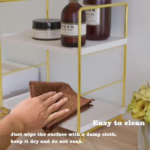 Miniatura 4 de Repisa de 2 niveles para especias de cocina - Estante organizador apilable independiente para encimera de baño - Soporte organizador de cosméticos