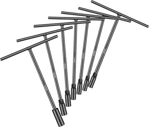 Juego de llaves de tubo en T, 7 piezas de llaves de mango métrico - 6, 8, 10, 11, 12, 13, 14 mm, llave de rueda hexagonal de 6 puntos para