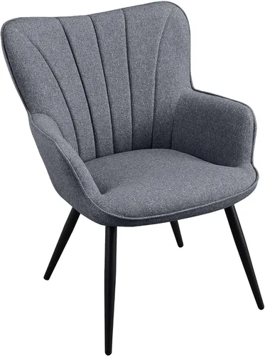 Miniatura 16 de Yaheetech Sillón de piel sintética, silla moderna con patas de metal, cómoda silla tapizada para sala de estar, dormitorio, tocador, marrón, 2 piezas