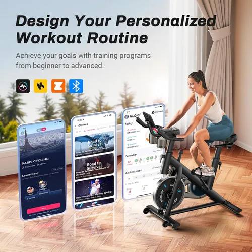 Miniatura 2 de MERACH Bicicleta de Ejercicio, Bicicleta Estática con Pastillas de Freno y App Exclusiva, Bicicleta de Ciclismo Interior de Bajo Ruido con Capacidad