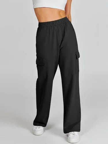 Miniatura 7 de ANRABESS Pantalones deportivos tipo cargo para mujer, casuales, holgados, de forro polar, de cintura alta, pantalones atléticos para descansar