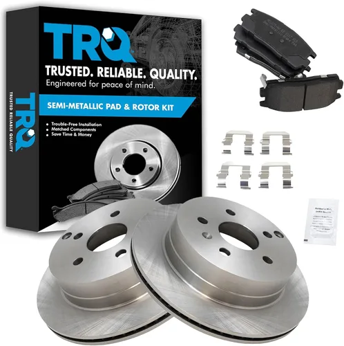 Miniatura 35 de TRQ Juego de pastillas de freno semimetálicas traseras y rotores compatibles con Chevrolet Trailblazer 02-06 Trailblazer EXT 04-06 SSR 02-07 GMC