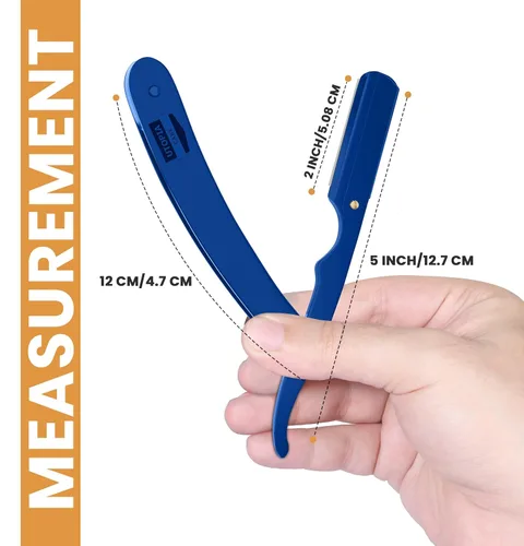 Miniatura 2 de Utopia Care Maquinilla de afeitar recta profesional para hombres, peluquero de borde recto de seguridad con 100 cuchillas, color azul