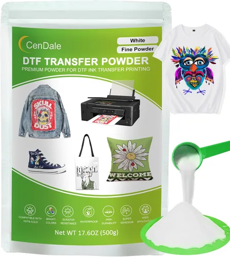Miniatura 11 de Polvo DTF, 500 g/17.6 oz, adhesivo de fusión en caliente, digital, polvo de transferencia DTF para sublimación, compatible con impresoras DTF y DTG