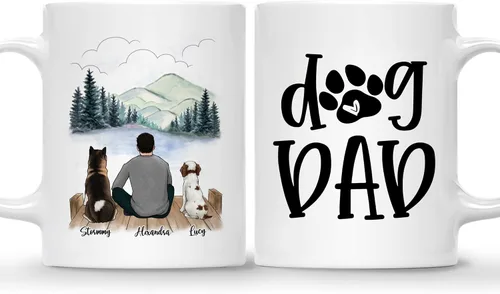 Miniatura 13 de Gossby Taza personalizada para papá con perro, Forever in My Heart, regalo personalizado para hombres amantes de los perros con diseño, nombres, 1
