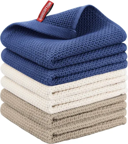Miniatura 42 de Nialnant - Toalla de cocina 100% algodón, tejido gofre, suave, absorbente y de secado rápido, toallas para secar platos, trapos de limpieza - Multi
