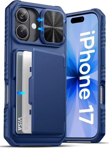 Miniatura 70 de ATATOO Funda para iPhone 17, tarjetero integrado (almacena 3-5 tarjetas) y funda para cámara deslizante y bloqueo RFID, protección de grado militar