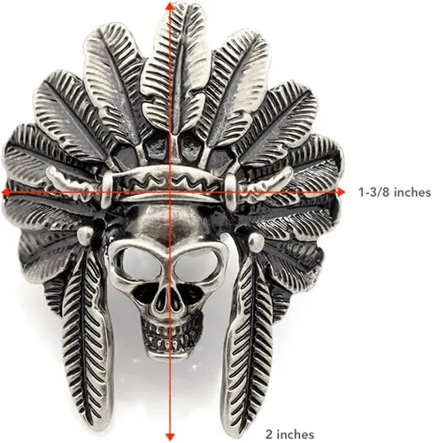 Miniatura 3 de CRAFTMEMORE Indian Skull Concho Tornillo Atrás Cabeza India Tribal Jefe Conchos Leathercraft 2pcs 1-3/4 Pulgadas CHS21 (Plata)