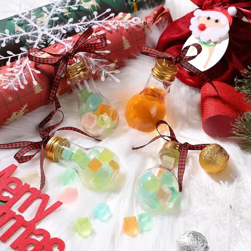 Miniatura 6 de Kajaia 12 bolas de alcohol de Navidad, adornos de árbol rellenables de Navidad con calcomanías de cinta de cuadros de búfalo, adornos de plástico