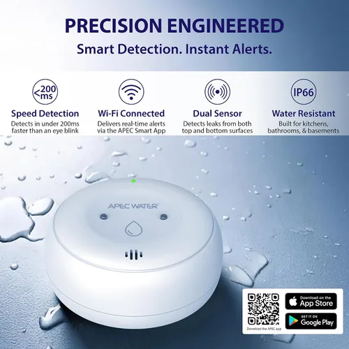 Miniatura 3 de APEC WATER Detector de fugas de agua WiFi para el hogar, conexión a la aplicación para recibir alertas en tiempo real, detección de humedad húmeda