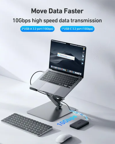 Miniatura 3 de BENFEI Soporte para laptop con estación de acoplamiento USB C 7 en 1, HDMI 4K a 60 Hz, 1 SD 1 Micro SD, entrega de energía de 100 W, 10 Gbps 1 USB C