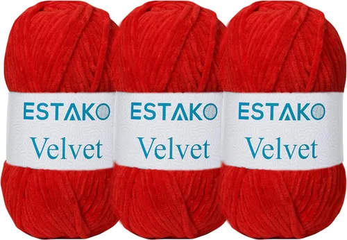 Miniatura 9 de Estako Manta de felpilla de terciopelo amigurumi para tejer y tejer, súper voluminosa, 3.53 oz (132 yardas) (1710 - naranja)