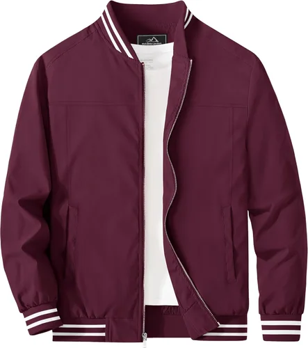 Miniatura 16 de MAGCOMSEN Chaqueta bomber para hombre, ligera, cortavientos, con cremallera, resistente al viento, casual, primavera, otoño, abrigo para golf