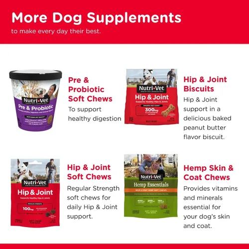Miniatura 7 de Nutri-Vet Advanced Strength - Suplementos masticables para perros para cadera y articulaciones, formulados con glucosamina y condroitina para apoyar