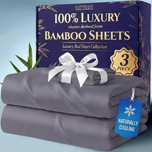 Miniatura 31 de DECOLURE 100% Viscosa derivada de bambú, juego de sábanas tamaño King de 4 piezas, lujosas sábanas naturalmente frescas, juego de cama ultra suave
