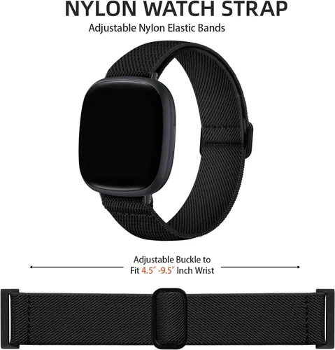 Miniatura 2 de Adorve Compatible con Correas Fitbit Versa 3/Correa Fitbit Versa 4/Correas Fitbit Sense para Hombres Mujeres, Correa de Nylon Elástica Ajustable