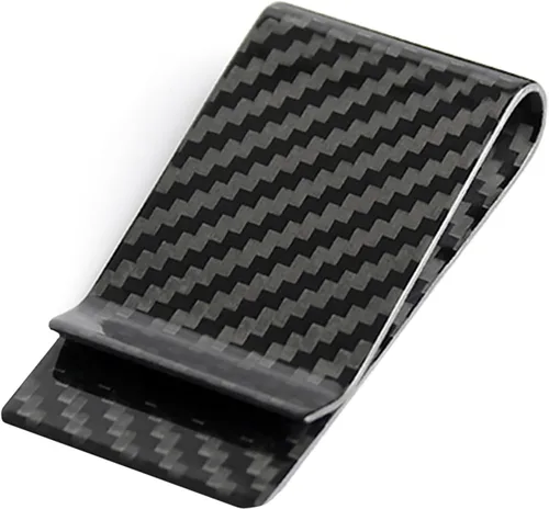 CL CARBONLIFE Billetera de fibra de carbono con clip para dinero en efectivo y tarjeta de crédito, clip minimalista súper delgado y ligero para