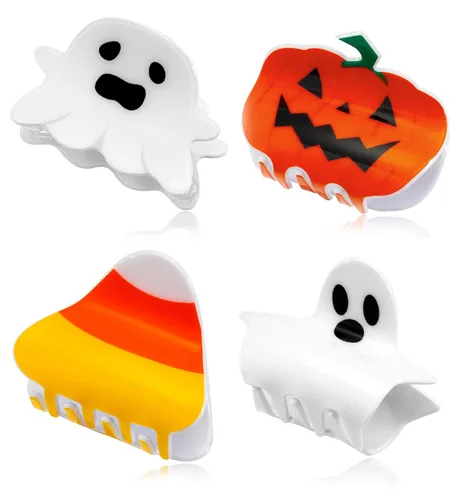 Pinzas para el pelo de Halloween, calabaza, fantasma, caramelo, maíz, pinzas para el cabello para mujer, clip de cola de caballo festivo, clip