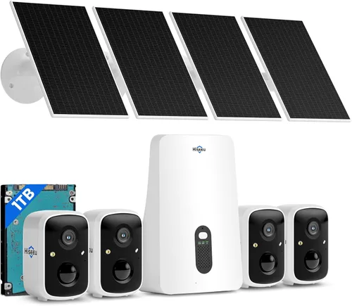 Miniatura 11 de Hiseeu Cámaras de seguridad inalámbricas para exteriores, kit de 2 cámaras, ampliable a 10CH, sin tarifa mensual, alimentado por energía solar, Kit