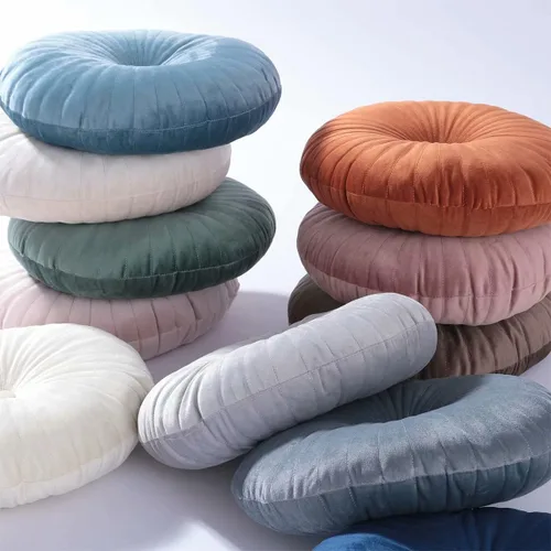 Miniatura 3 de HLOVME Cojín Redondo para Sofá de Terciopelo Cojín Decorativo Pequeño Color Sólido para Sala de Estar Cama Suelo 13.7", Beige