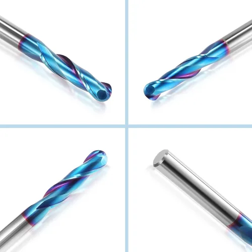 Miniatura 3 de HQMaster Broca de nariz de bola de enrutador de corte ascendente de 1/4 pulgadas de vástago de carburo sólido Broca de enrutador CNC