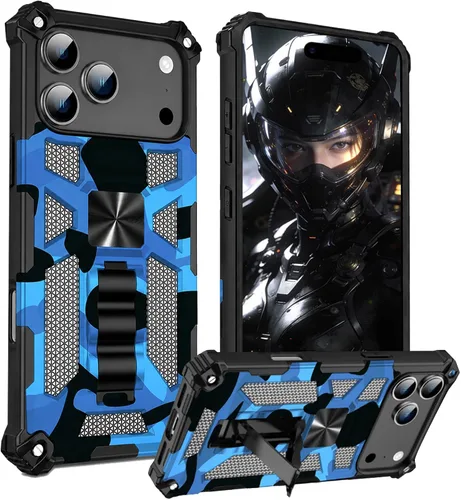 Miniatura 21 de CCSmall Funda de camuflaje para Apple iPhone 14 para hombres, protección resistente a prueba de golpes con función atril para iPhone 14 MC verde