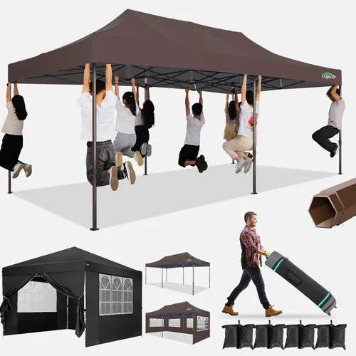 Miniatura 17 de COBIZI Tienda de campaña desplegable resistente de 10 x 10 con 4 paredes laterales extraíbles, toldo desplegable Ez con bolsa portátil, carpa
