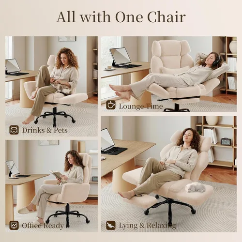Miniatura 3 de Silla de oficina con reposabrazos abatibles, silla de oficina grande y alta con reposapiés, asiento extra ancho y almohada lumbar, silla ergonómica