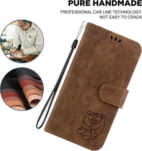 Miniatura 2 de Designed for Redmi k40 Phone Case Wallet,PU Leather Flip Folio Cover with Credit Card Holders Little Cute Tiger Embossed Kickstand Wrist Strap Purse