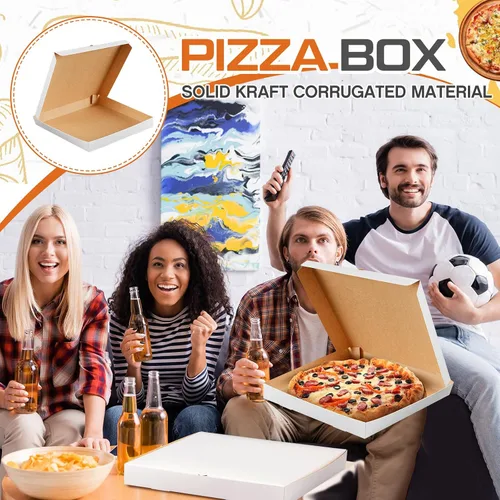 Miniatura 4 de Fullhawl 10 cajas de pizza blancas extrafinas de 14 x 14 x 2 pulgadas, cajas de cartón para pizza, recipientes para llevar pasteles caseros