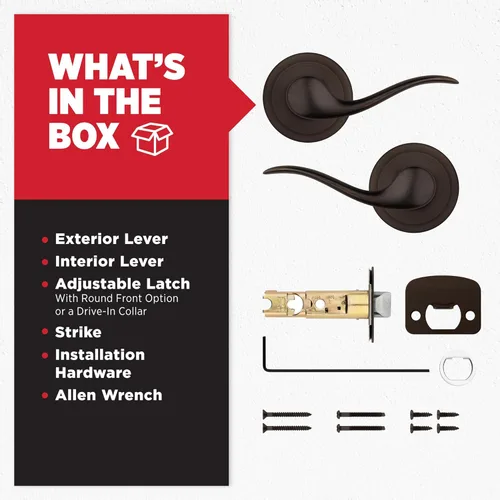 Miniatura 7 de Kwikset Tustin Manija de Puerta de Paso Interior, Palanca para Puertas de Armario y Pasillo, Palanca de Manija Reversible Sin Bloqueo, Bronce Bronce