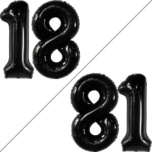 Miniatura 2 de KatchOn, Globo negro del número 18, gigante, 40 pulgadas, globo 18 para decoraciones de cumpleaños de 18 años para niños y niñas, decoraciones