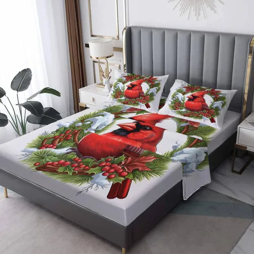 Miniatura 10 de Sábanas de pájaro tamaño individual – Sábanas y fundas de almohada de loros – 100% microfibra, estampado de alta cantidad de hilos, sábana encimera