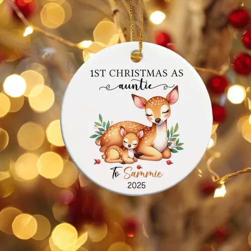 Miniatura 6 de Adorno personalizado de 1ª Navidad como tía 2025, regalo de recuerdo para tía, tía ciervo, adorno de Navidad, regalo para tía nueva, adorno
