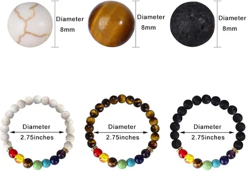 Miniatura 3 de ONESING 2-12 Pcs Chakra Bracelets for Women Lava Rock 7 Chakras Crystals and Healing Stones Bracelets 8mm Crystal Bracelets Yoga Beaded Bracelets