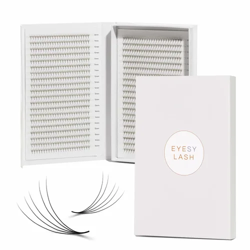Eyesy Lash 1200 Easy Promade Fans - 5D 0.07 Curl C Longitud Mixta 8-16mm - Bandejas de Pestañas Ultra Rápidas de 40 Líneas, Extensiones de Pestañas